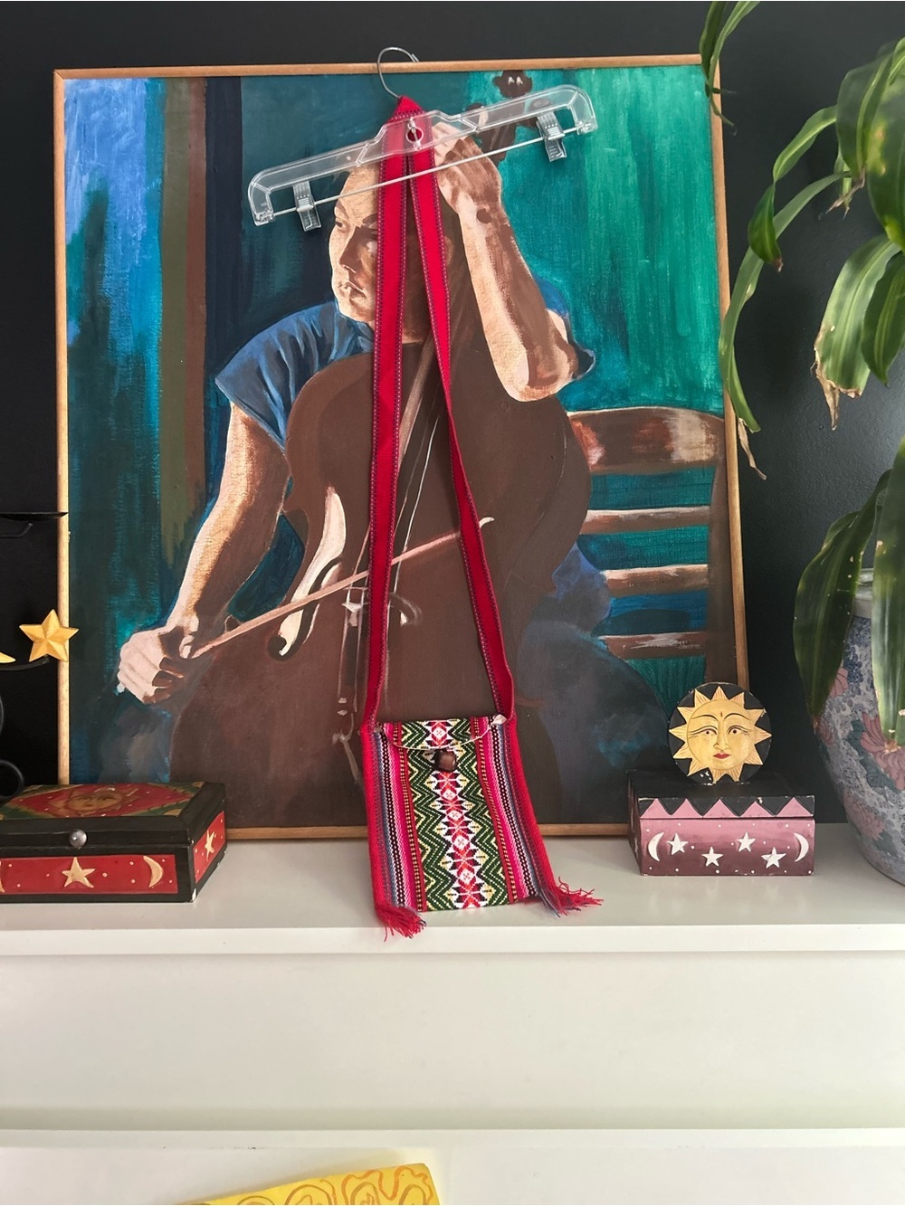 Vintage Handwoven Woven Boho Crossbody Bag Red Pink Ethnic Festival Fringe Purse - Picture 10 of 10